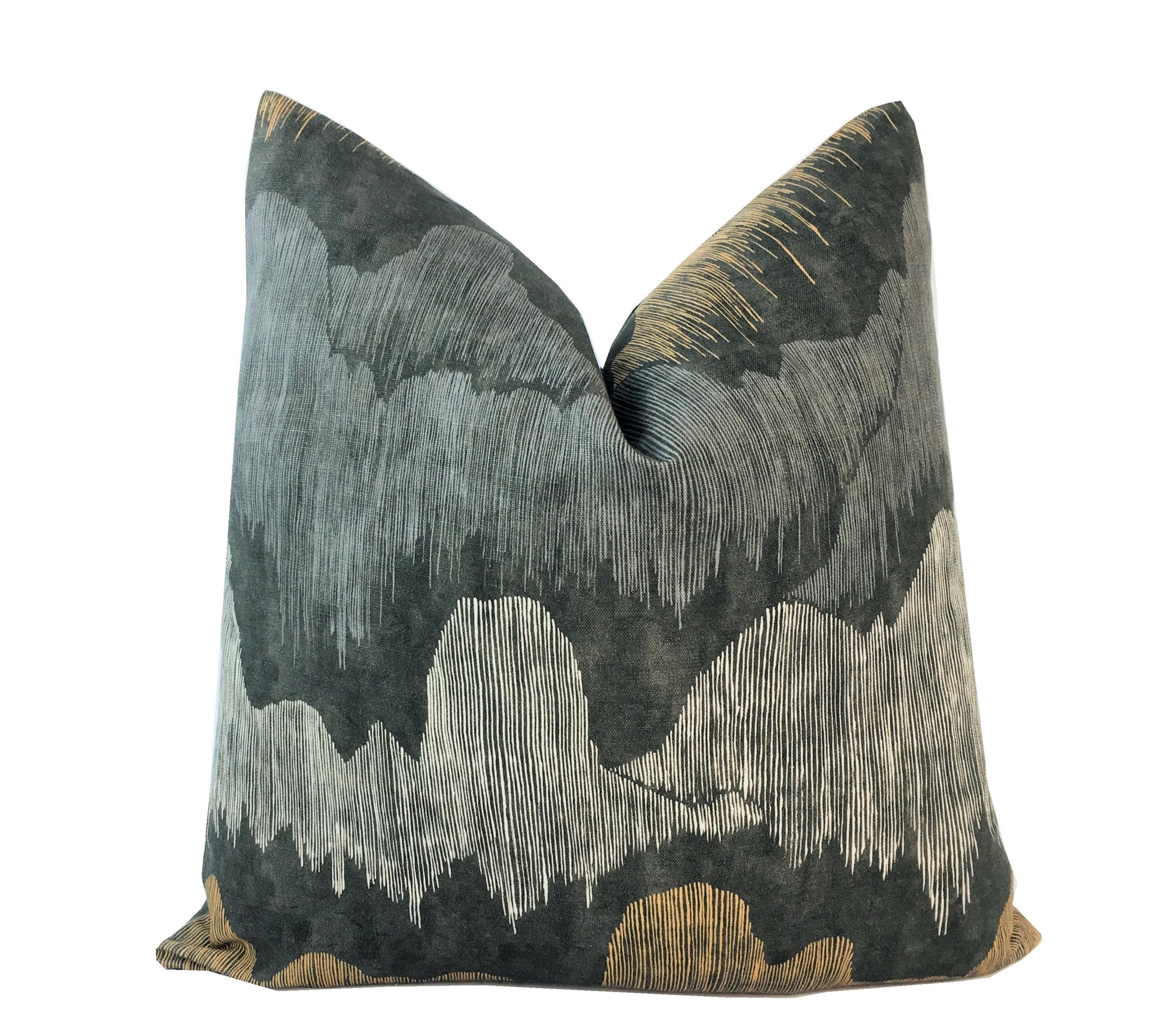 Cascadia Noir Pillow Cover | Charcoal, Black and Camel Tones | Kelly Wearstler