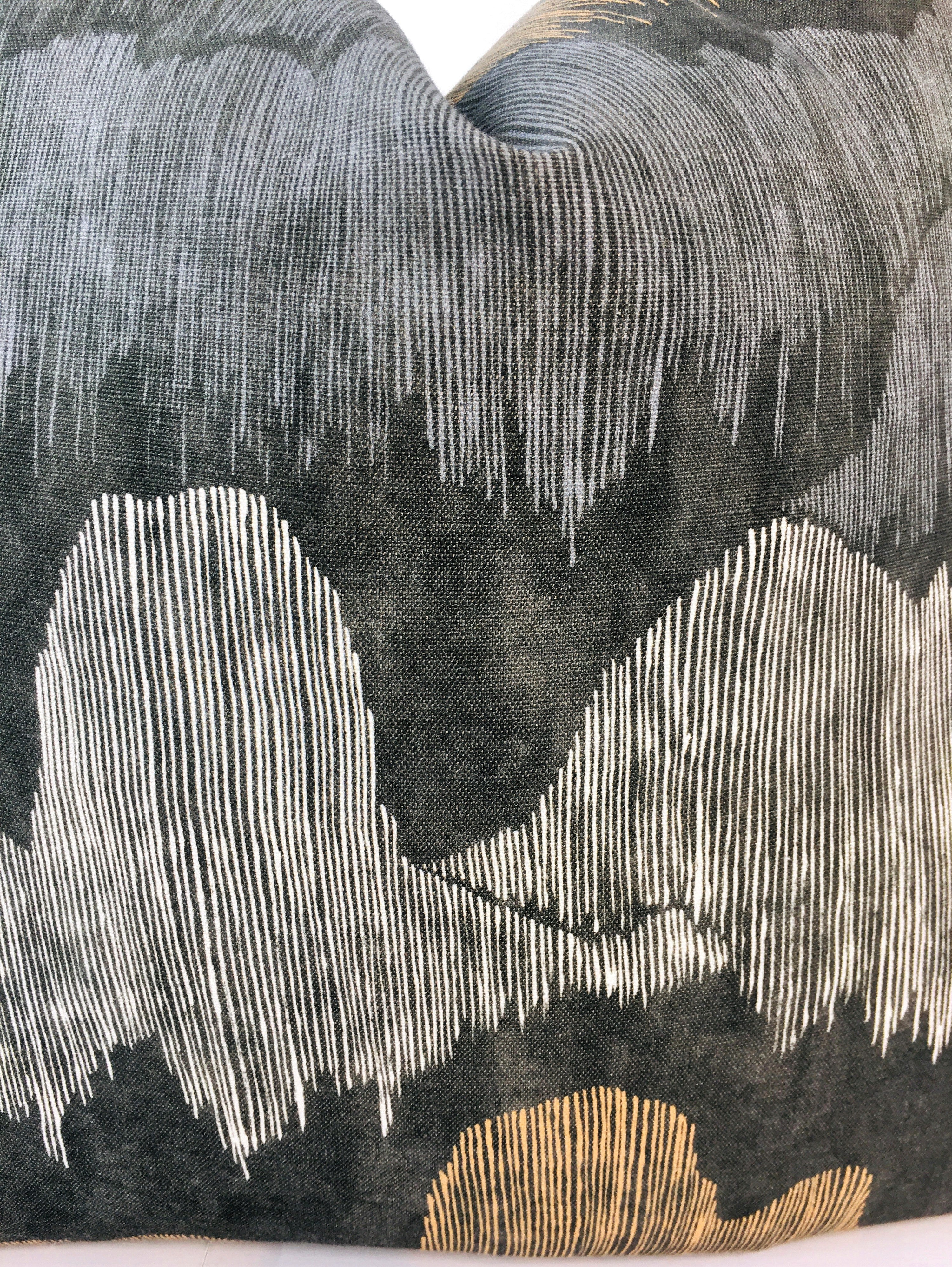 Cascadia Noir Pillow Cover | Charcoal, Black and Camel Tones | Kelly Wearstler