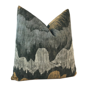 Cascadia Noir Pillow Cover | Charcoal, Black and Camel Tones | Kelly Wearstler