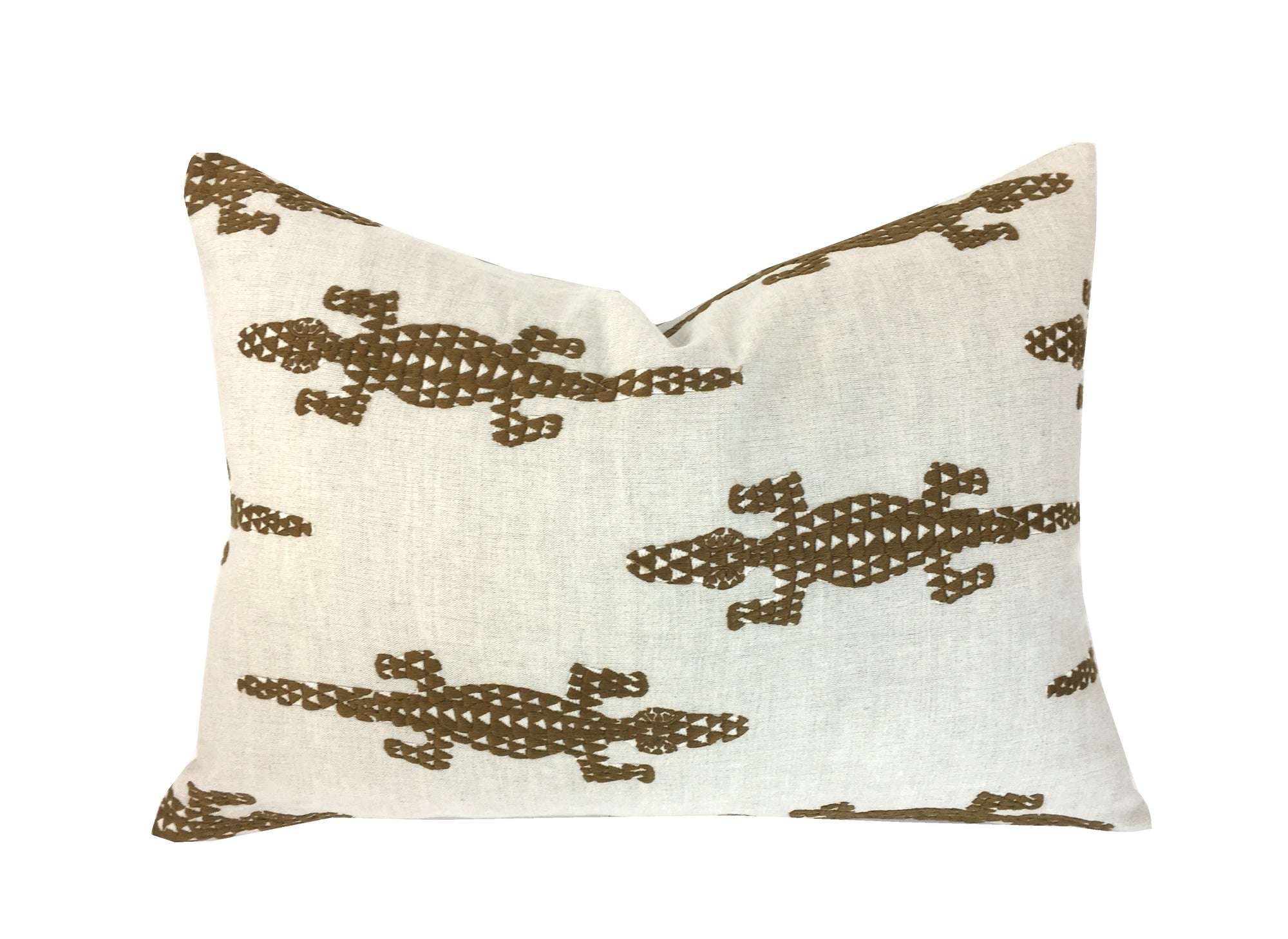 BACKORDER | Baracoa Brown Embroidery Pillow Cover | Lumbar Sizes