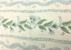 Emma Stripe Lumbar Pillow Cover | Soft Sky Blue and Green on Off White Linen