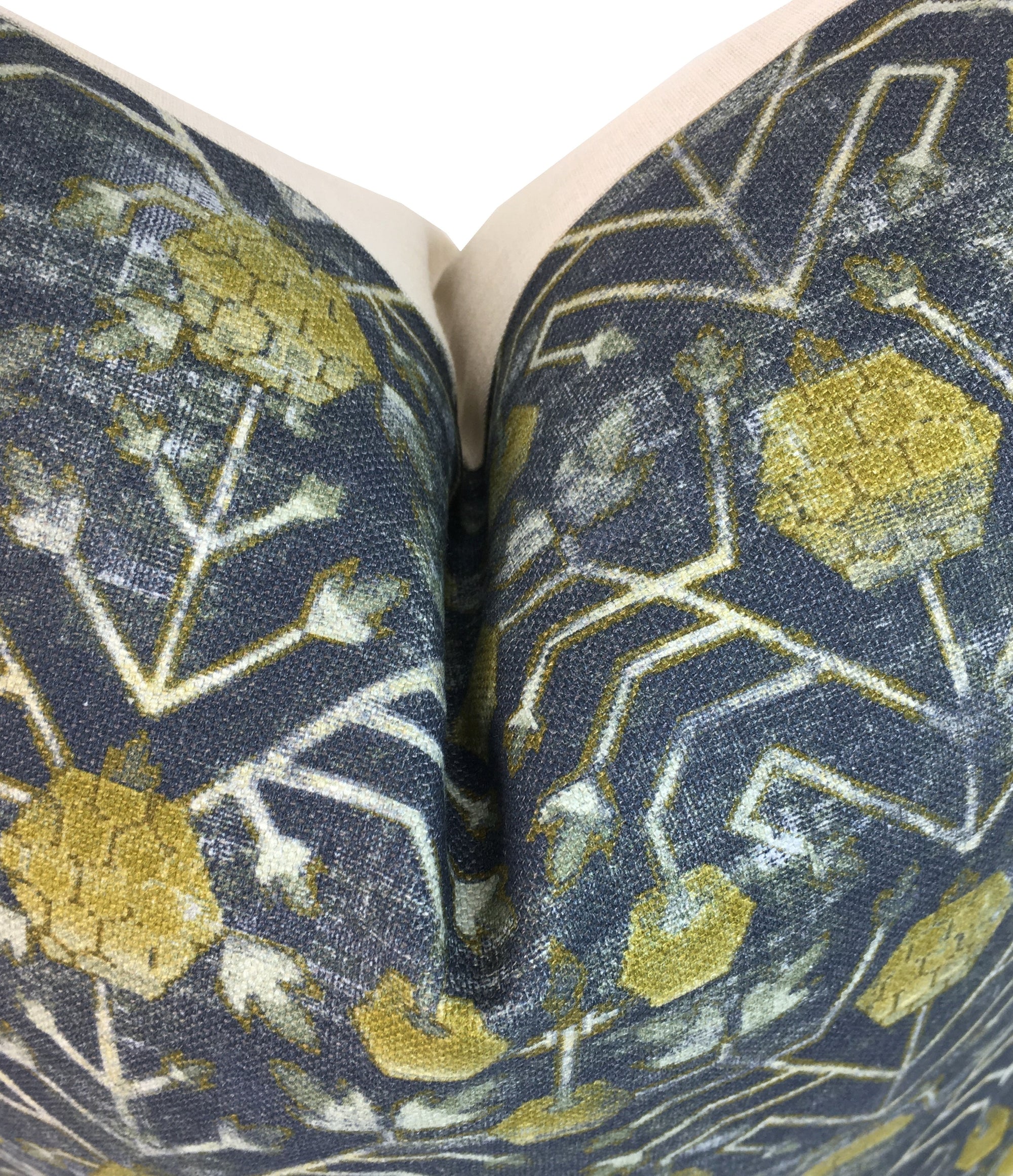 Designer Khotan Indigo Pillow Cover | Deep Indigo, Ochre, and Ivory |  Zak and Fox