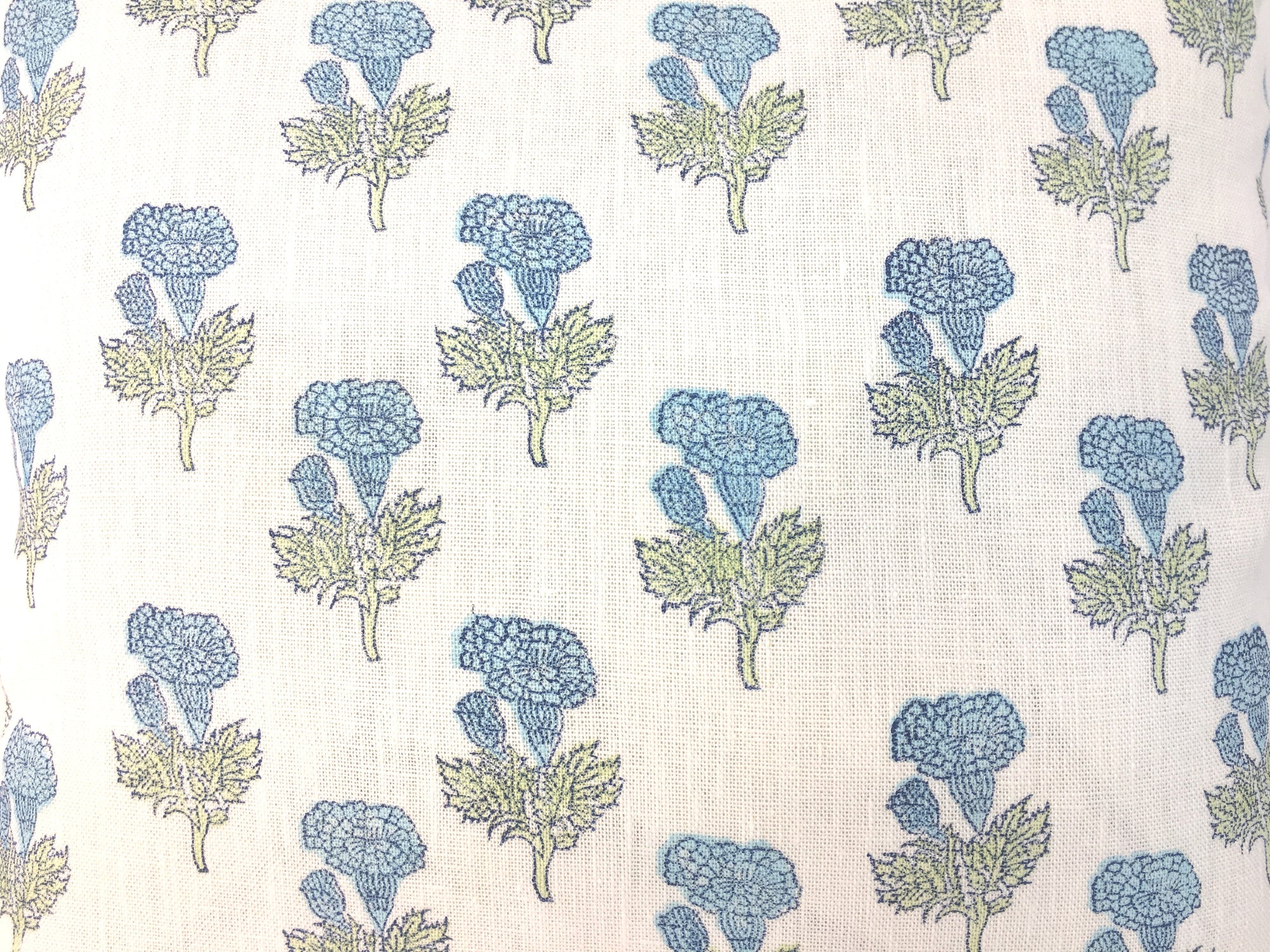 Samali Sky Blue and Green Floral Lumbar Pillow Cover | Multiple Lumbar Sizes