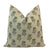 Darra Floral Hand Block Print on Linen Pillow Cover | Green and Blue