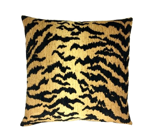 Tiger Pillow Cover | Black Tiger Stripes on Honey Gold Background