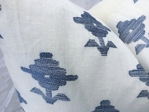 Blue Rubia Embroidery Pillow Cover | Schumacher | Blue Floral