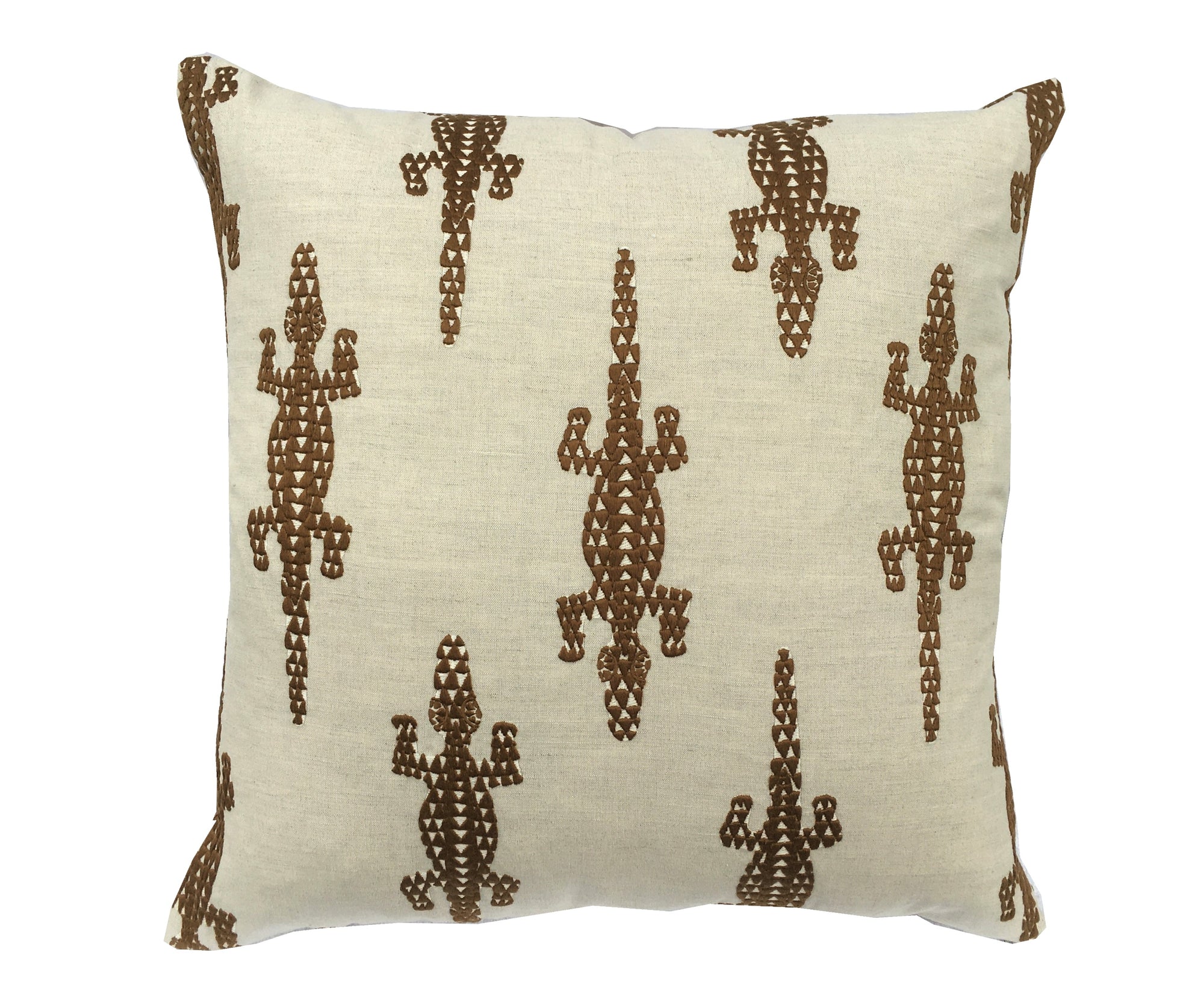 Baracoa Brown Embroidery Pillow Cover |