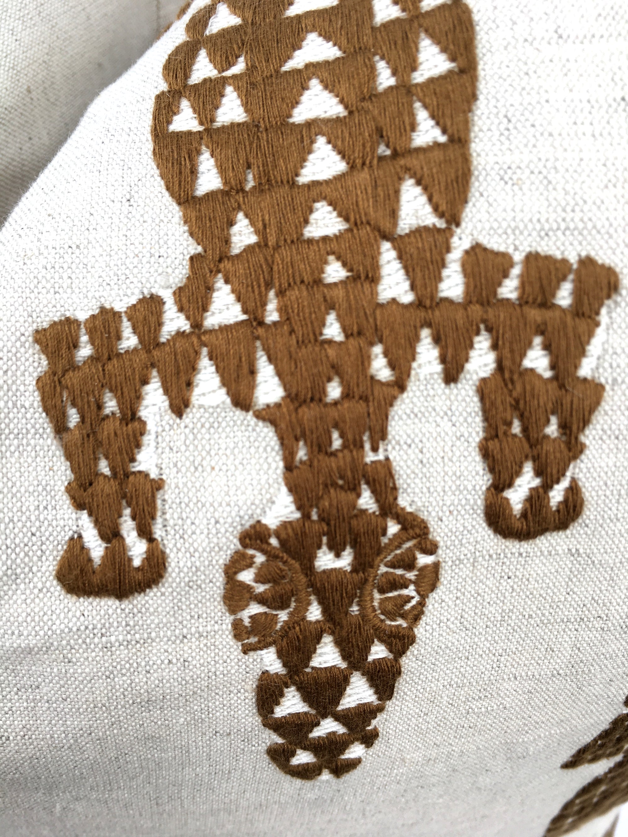 Baracoa Brown Embroidery Pillow Cover