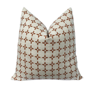 Burnt Rust on Oatmeal Pillow Cover | Designer | 1 OR 2 Sided