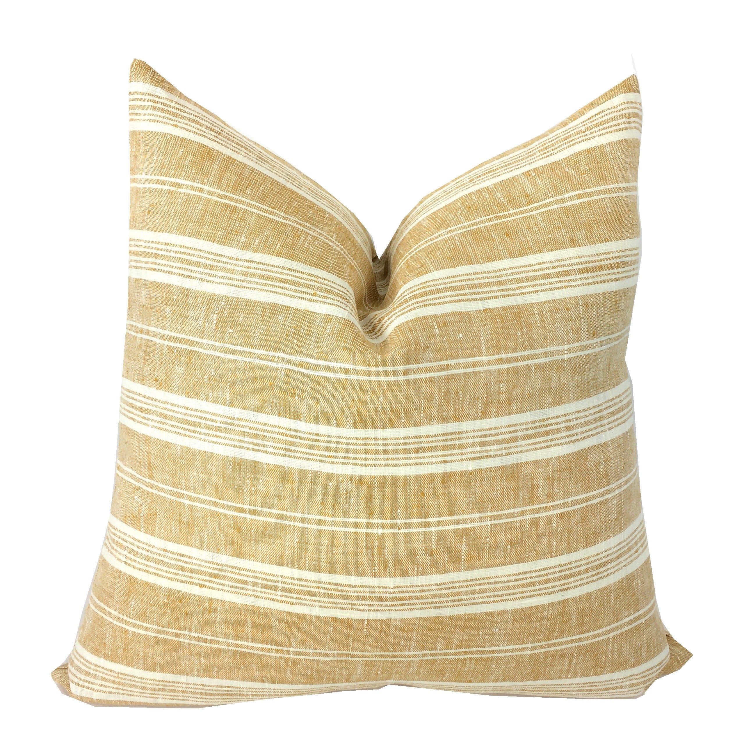 Mustard Boho Stripe Pillow Cover | Linen | Farmhouse | Vintage | Same Fabric Both Sides